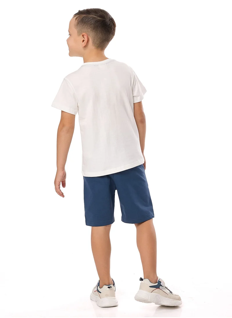 victor and jane Victor and Jane Boys' 2PC Set – Summer Vibes & Beach Days -Off White and Blue