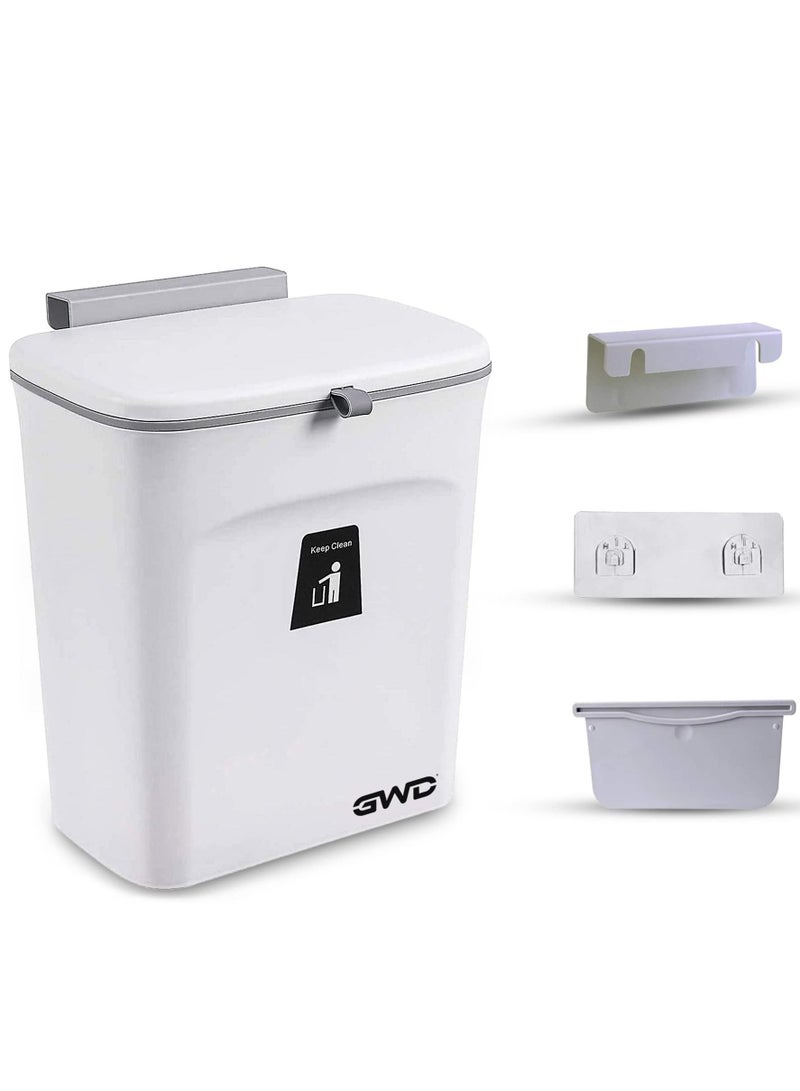 Gulf World Direct سلة المهملات GWD Kitchen Compost - سلة مهملات معلقة بغطاء - سلة مهملات لطاولة المطبخ، تحت الحوض، غرفة النوم، المكتب - سلة قمامة قابلة للتركيب، دلو - أبيض - Image 1