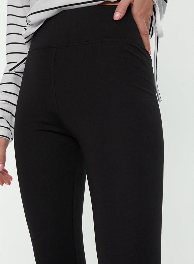 trendyol Black Fleece Inside Scuba High Waist Stretchy Knitted Leggings - Image 5