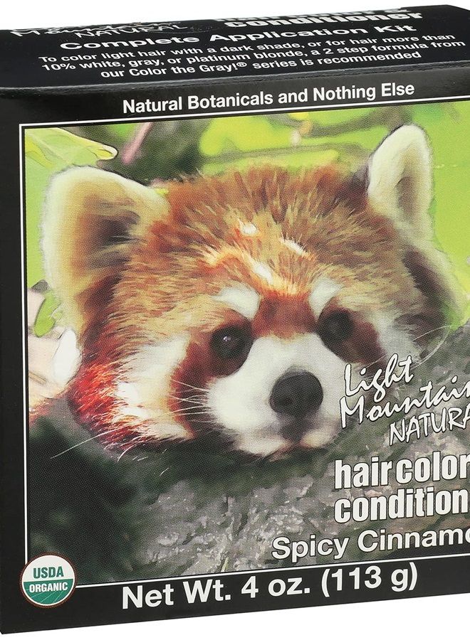 Light Mountain Henna Hair Color & Conditioner, Spicy Cinnamon - Organic Henna Leaf Powder, Pure Botanical Semi-Permanent Hair Color with Conditioning Benefits, 4 Oz - Image 1