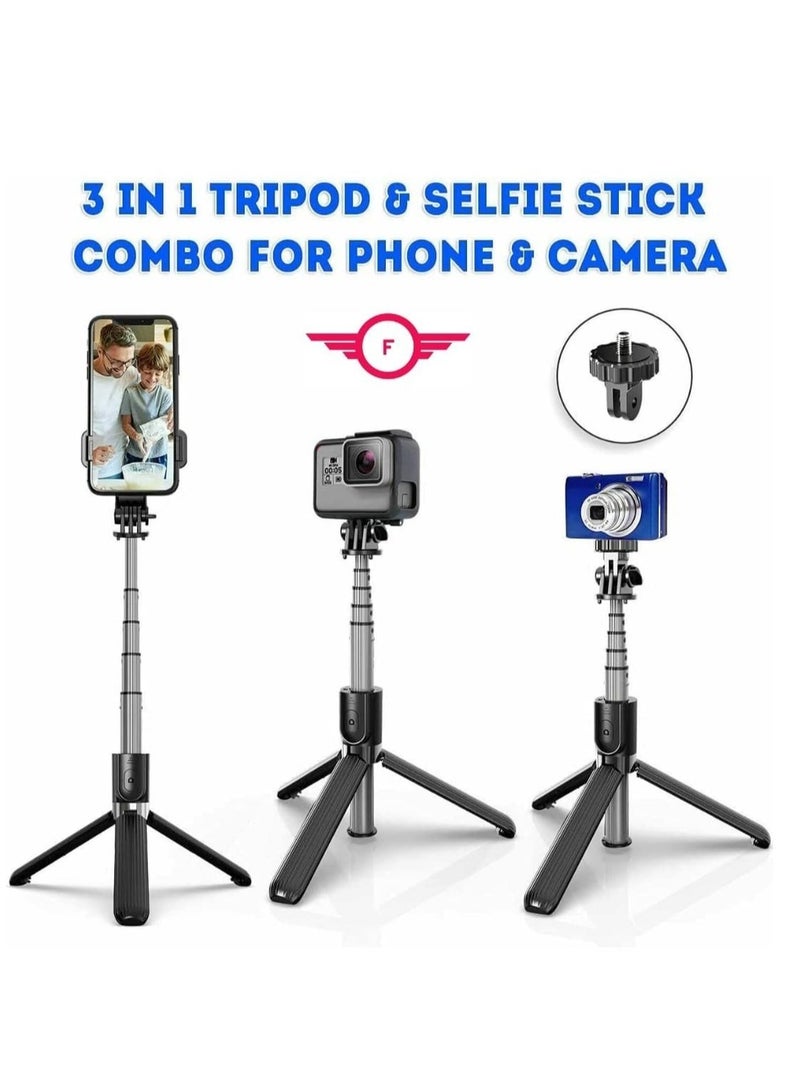 3 in 1 Extendable Selfie Stick Tripod, Selfie Stick For Phone with Bluetooth Wireless Remote Phone Holder for iPhone 12 /iPhone 11/pro, - Image 3