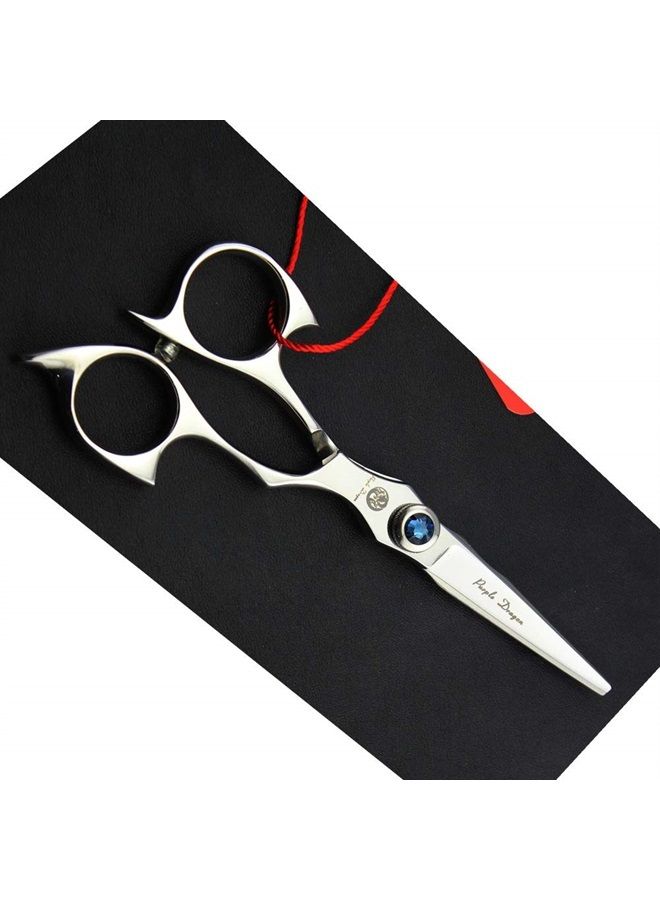 Purple Dragon 5.0 inch 440C Sliver Salon Hair Cutting Scissors Barber Shears with Bag- Perfect for Professional Hairdresser - Image 1