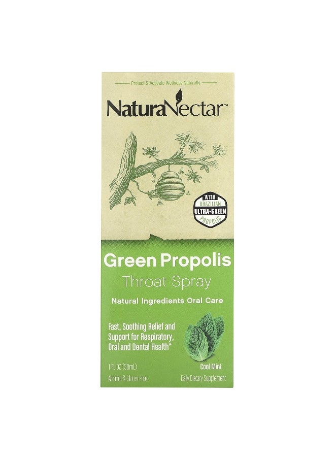 NaturaNectar - NaturaNectar, Green Propolis Throat Spray, Age 2yrs+, Cool Mint, 5 mg, 1 fl oz (30 ml) - Image 1