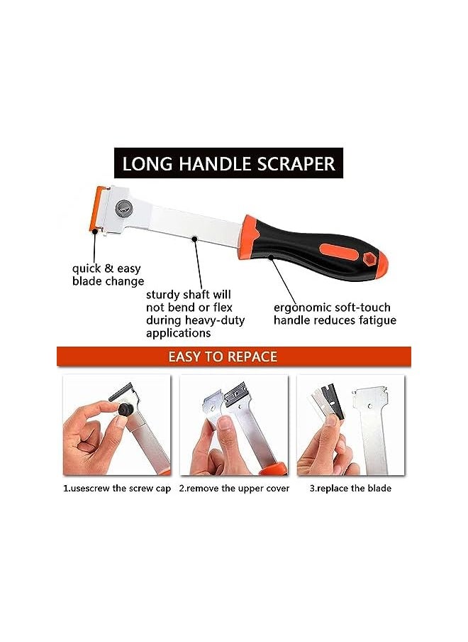 PROMASS promass Razor Blade Scraper 3PCS, Razor Scraper Tool with 50 Plastic and 30 Metal Razor Blades, Cleaning Scraper, for Removing Label, Registration Sticker, Tint, Grease from Glass, Windshield, Appliance  - Image 3
