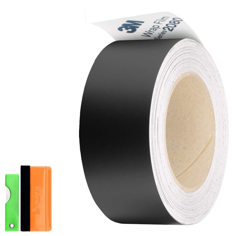 2 inchesx75 Feet Matte Black 3M 2080 Vinyl Wrap Kit for Black Out Chrome Delete Window Trim Door Trim with Tool Kit