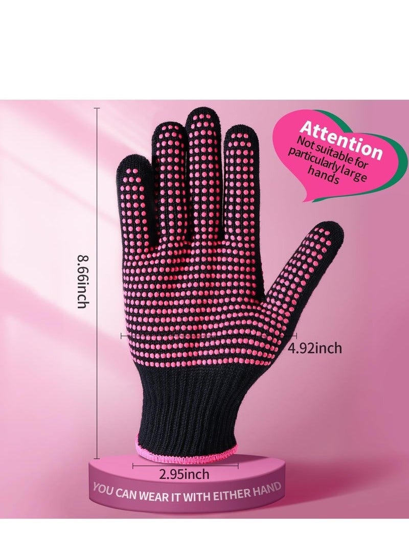 BEUTPATER 2 Pieces Heat Resistant Gloves With Silicone Bumps, New Upgraded Professional Heat Proof Mitts For Hair Styling Curling Flat Iron Wand Hot-Air Brushes Sublimation Gloves - Image 2