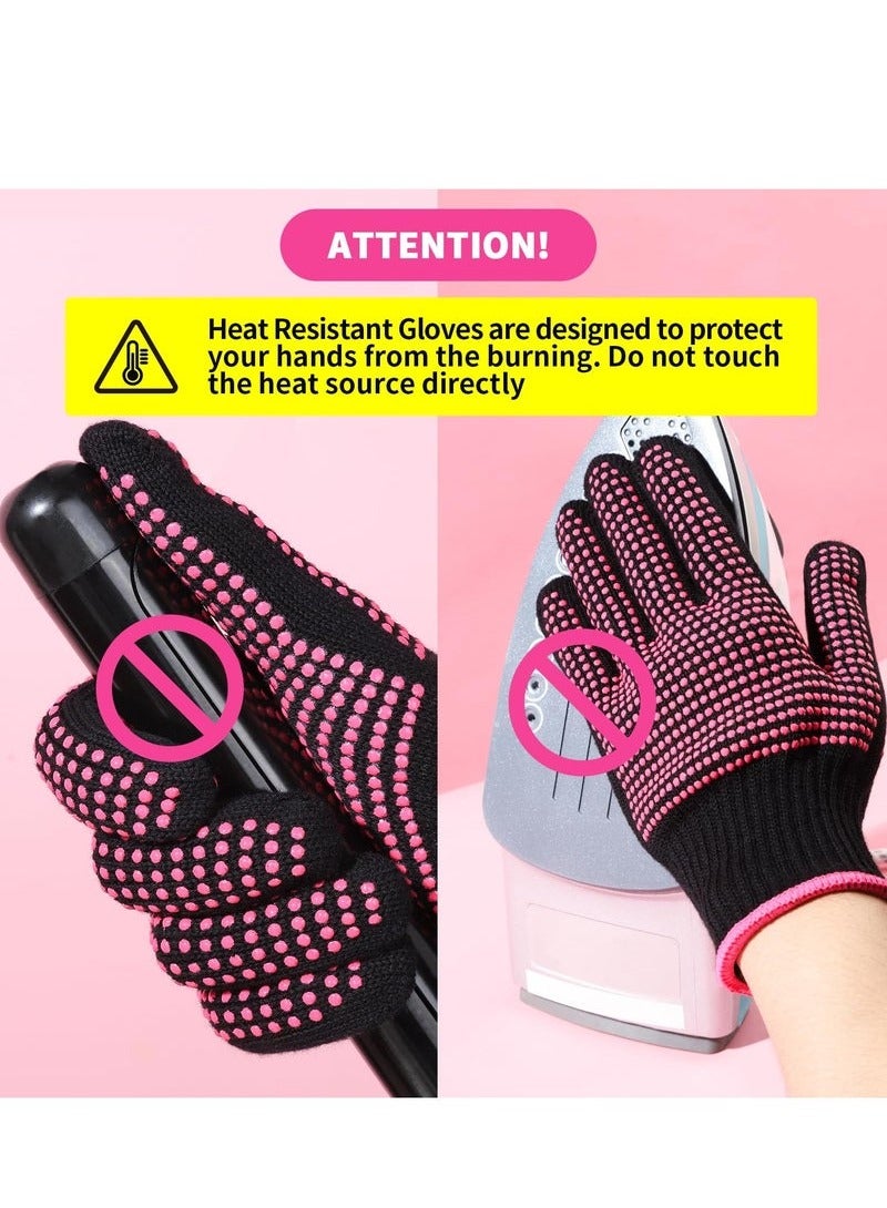 BEUTPATER 2 Pieces Heat Resistant Gloves With Silicone Bumps, New Upgraded Professional Heat Proof Mitts For Hair Styling Curling Flat Iron Wand Hot-Air Brushes Sublimation Gloves - Image 3