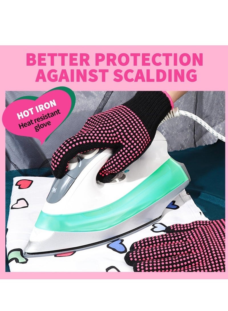 BEUTPATER 2 Pieces Heat Resistant Gloves With Silicone Bumps, New Upgraded Professional Heat Proof Mitts For Hair Styling Curling Flat Iron Wand Hot-Air Brushes Sublimation Gloves - Image 4