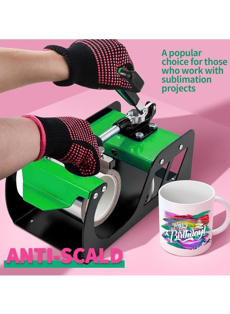 BEUTPATER 2 Pieces Heat Resistant Gloves With Silicone Bumps, New Upgraded Professional Heat Proof Mitts For Hair Styling Curling Flat Iron Wand Hot-Air Brushes Sublimation Gloves - Image 5