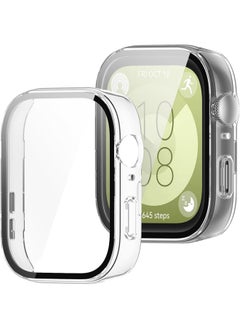 سجيت غطاء Huawei Watch Fit 3 مصنوع من البلاستيك الصلب مع واقي شاشة من الزجاج المقوى، غطاء حماية شامل (شفاف)  - Image 2