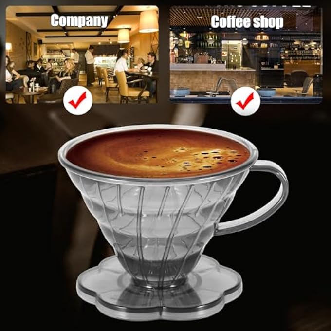 الثلاثة الكبار تصميم مخروطي لفلتر القهوة البلاستيكي، قمع قهوة، كوب فلتر قهوة قابل لإعادة الاستخدام، حامل فلتر شفاف مقاوم للحرارة، ملحقات تخمير بطيء للمنزل، المقاهي والمطاعم - Image 4