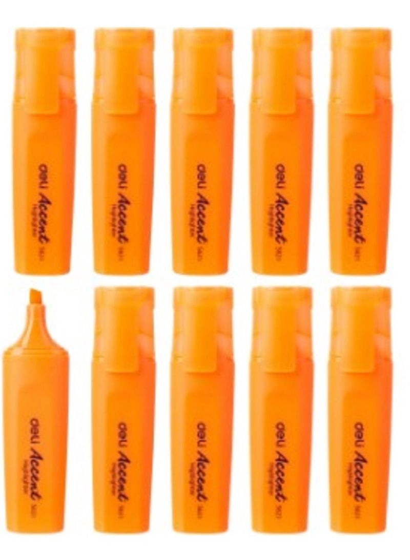 Deli هايلايتر برتقالي 1-5 مم دلي شيسل عبوة من 10 قطع - Image 1