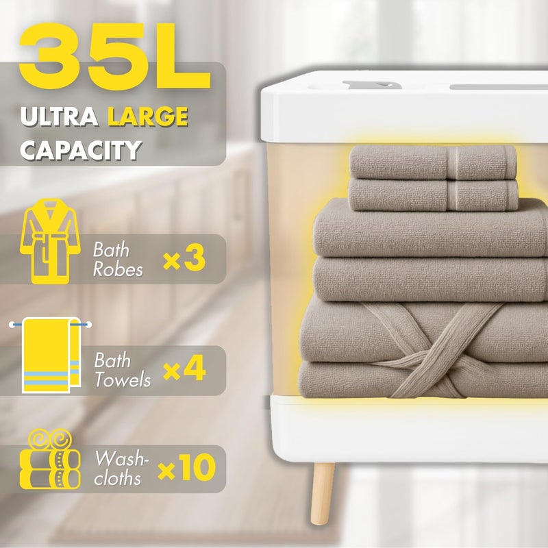 aGratHav Towel Warmer for Bathroom, Foldable Towel Warmer Bucket, Blanket Warmer, Extra-Large 35L Fast Heating, Heating & Drying Modes & Timer, ETL Certification, 6 Free Fragrance Discs, White - Image 2