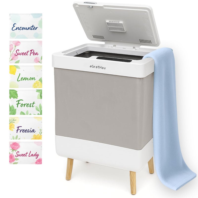 aGratHav Towel Warmer for Bathroom, Foldable Towel Warmer Bucket, Blanket Warmer, Extra-Large 35L Fast Heating, Heating & Drying Modes & Timer, ETL Certification, 6 Free Fragrance Discs, White - Image 1