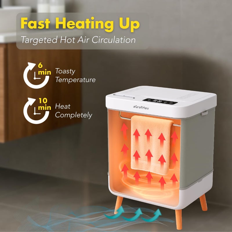 aGratHav Towel Warmer for Bathroom, Foldable Towel Warmer Bucket, Blanket Warmer, Extra-Large 35L Fast Heating, Heating & Drying Modes & Timer, ETL Certification, 6 Free Fragrance Discs, White - Image 3