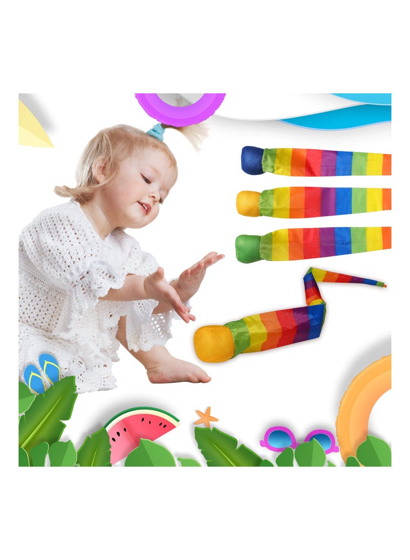 SYOSI Catch Tail Foam Balls Soft Rainbow Play Ball Educational Sports Playground Balls Colorful Meteor Ball with Rainbow Tails for Kids Kindergarten School Sensory Training Random Color - Image 2