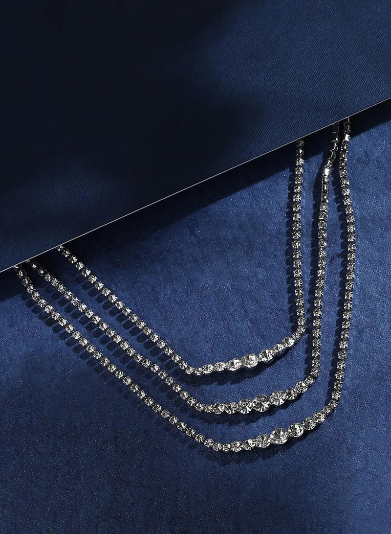 SOHI Minimal Bling Multi-Layer Artificial Necklace Jewellery