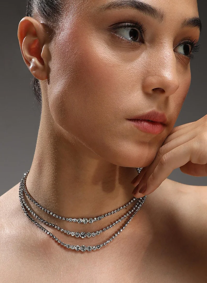 SOHI Minimal Bling Multi-Layer Artificial Necklace Jewellery