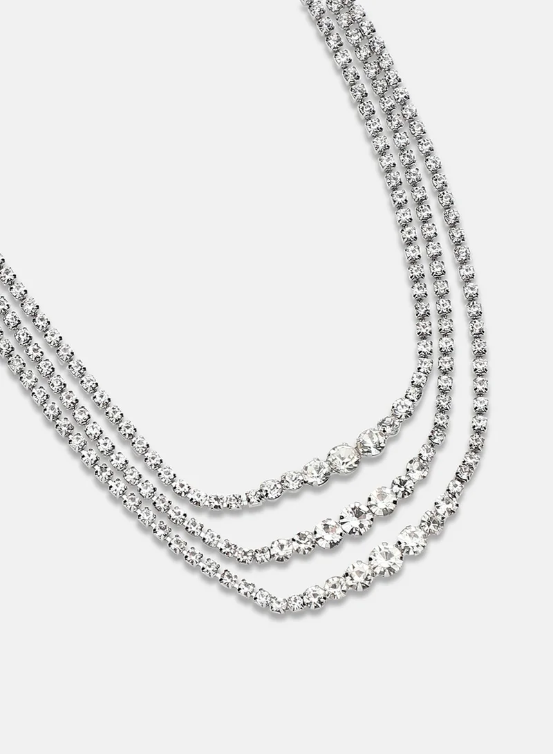 SOHI Minimal Bling Multi-Layer Artificial Necklace Jewellery