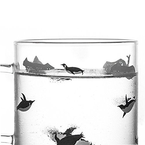 ELITEA Penguin Glass Coffee Mug with Handle Clear Cute Mugs Cup for Drinking Penguin Gift 16.3oz - Image 3