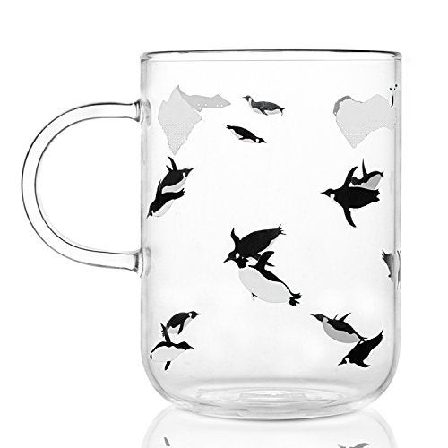 ELITEA Penguin Glass Coffee Mug with Handle Clear Cute Mugs Cup for Drinking Penguin Gift 16.3oz - Image 2