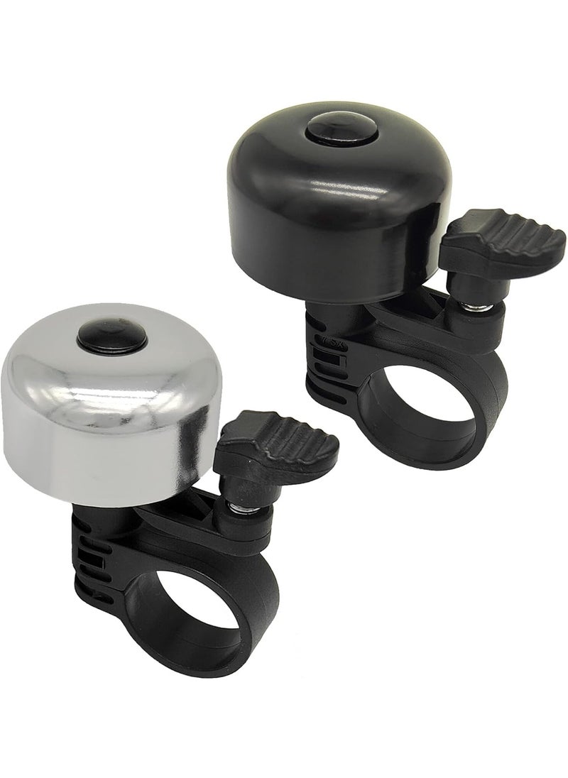 Umiwin Bike Bell, Cute Mini Bicycle Bell, Crisp Bike Bells for Adults and Kids, Bicycle Bells for Handlebars, Loud Cycling Ring Bell for Road Bike Mountain Bike Scooter - 2 Pack Black Silver  - Image 1