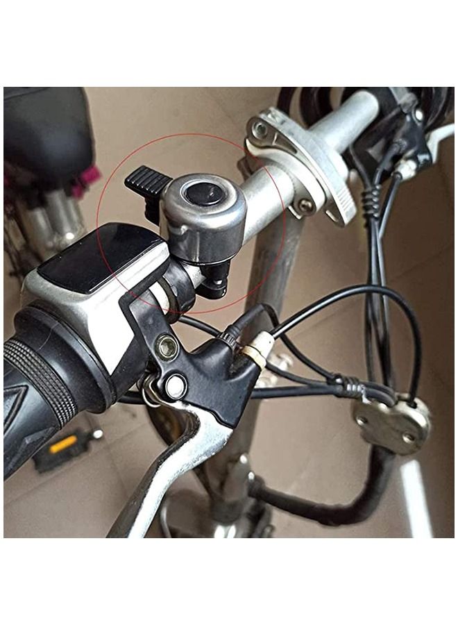 Bike Bell, Cute Mini Bicycle Bell, Crisp Bike Bells for Adults and Kids, Bicycle Bells for Handlebars, Loud Cycling Ring Bell for Road Bike Mountain Bike Scooter - 2 Pack Black Silver