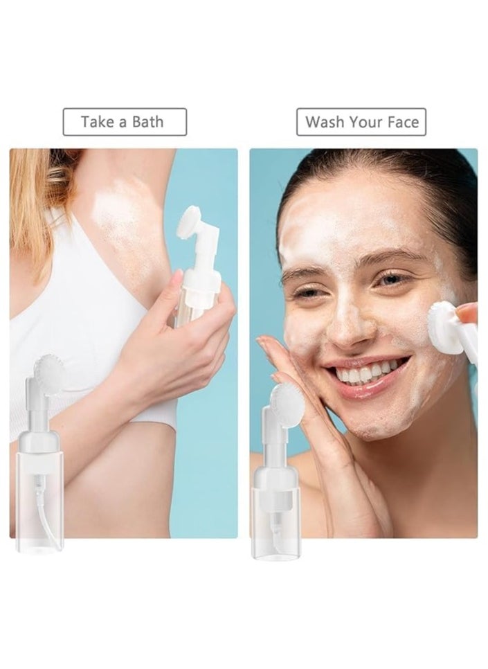 Spaceshoop Empty Clear Plastic Foam Dispenser Bottle Refillable Foaming Bottles Soap Dispenser Pump Bottles with Gel Head Wash Brush for Cleaning Travel Shampoo 200ml 2 pcs  - Image 2