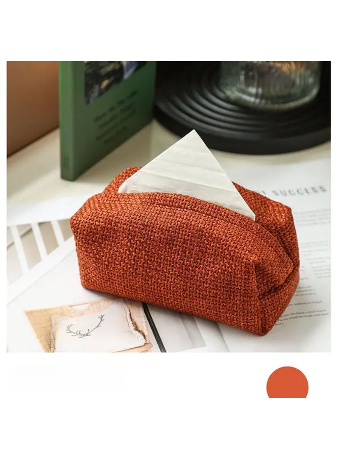 Modern Minimalist Black Woven Pattern Fabric Tissue Box Cover Hidden Storage Organizer - Image 5