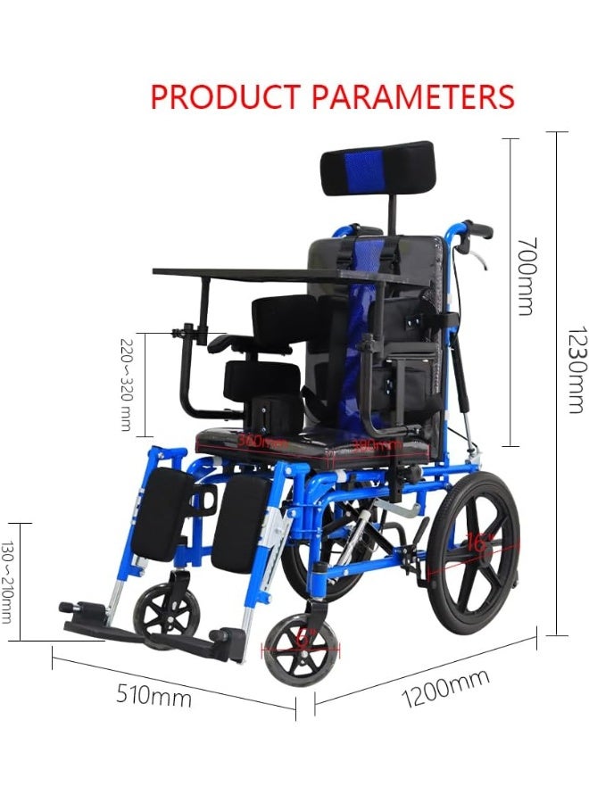 Cool Baby Cerebral Palsy Wheelchair for Children - Foldable Cerebral Palsy Wheelchair, Pediatric Manual High-Back Reclining Wheelchair, Foldable Fully Reclining Children's Cerebral Palsy Wheelchair - Disability Assistive Device, Table Walker - Image 4