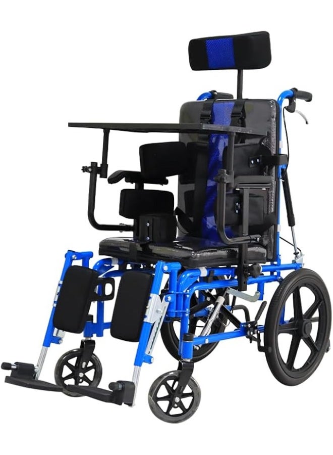 Cool Baby Cerebral Palsy Wheelchair for Children - Foldable Cerebral Palsy Wheelchair, Pediatric Manual High-Back Reclining Wheelchair, Foldable Fully Reclining Children's Cerebral Palsy Wheelchair - Disability Assistive Device, Table Walker - Image 1