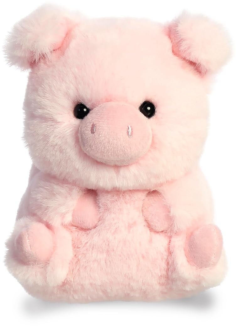 AuroraÂ® Playful Rolly Petâ„¢ Prankster Pigâ„¢ Stuffed Animal - Compact Size for On-The-Go Fun - for Adults, Kids, Birthdays, and Anniversaries - Pink 5 Inches - Image 1