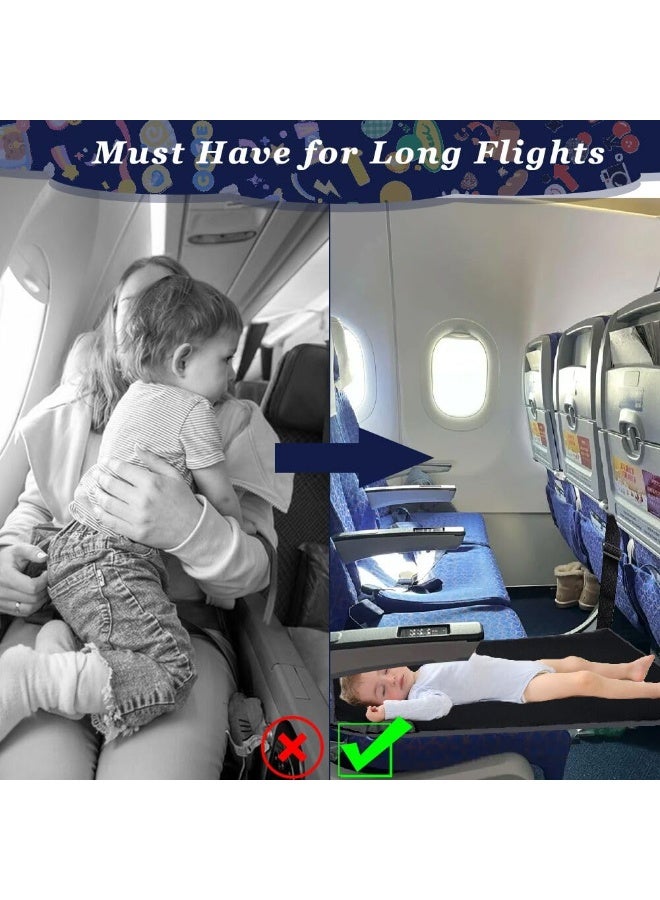 Chabeia Baby Airplane Bed, Kids Airplane Seat Extender Travel Bed, Kids Airplane Travel Essentials, Airplane Must Have for Toddlers, Baby Portable Plane Bed Foot Rest for Flights (black) - Image 4