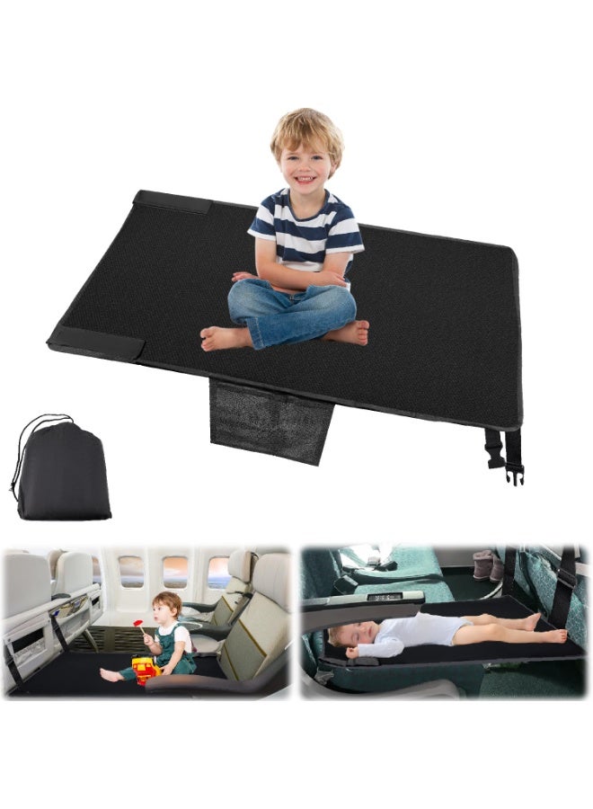 Chabeia Baby Airplane Bed, Kids Airplane Seat Extender Travel Bed, Kids Airplane Travel Essentials, Airplane Must Have for Toddlers, Baby Portable Plane Bed Foot Rest for Flights (black) - Image 1