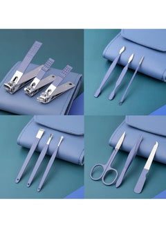 Excefore Nail Clippers Manicure Set,Professional Nail Clippers Kit,Professional Nail Clippers Kit,16 pcs Stainless Steel Nail Care Tools Grooming Kit with Luxurious Travel Leather Case, for Men Women (Blue)  - Image 2