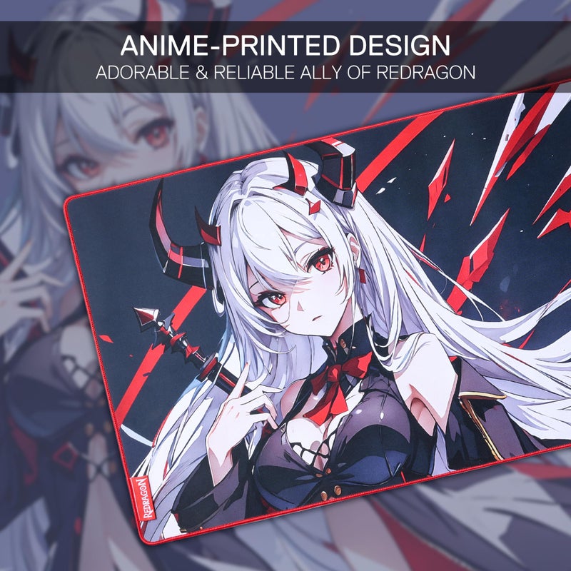Redragon EISA P047L Anime Gaming Mouse Pad - Smooth Lycra Surface, Anti-Slip Rubber Base, Spill-Resistant, Durable 5mm Thick Design, 35 x 16 inches, Black - Image 5