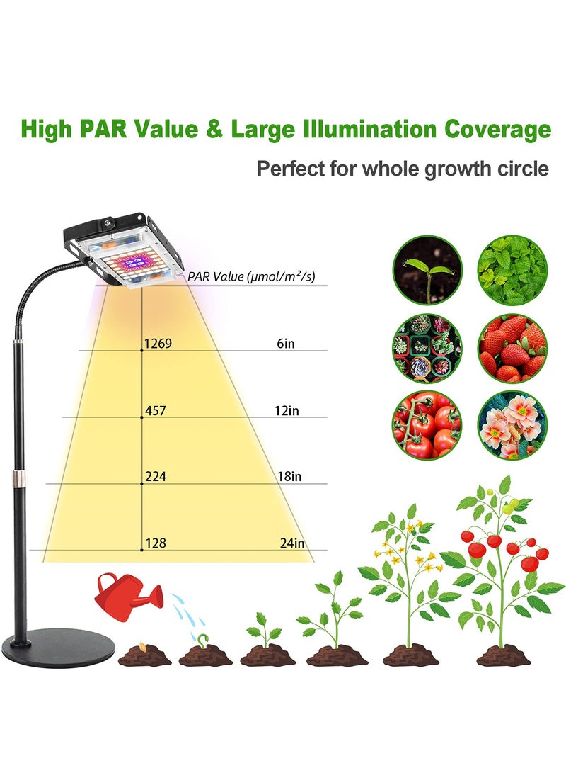 Grow Light for Indoor Plants, Full Spectrum LED Plant Growing Light, Height Adjustable Desk Plant Growing Lamp, Small Grow Lamp with 4H/8H/12H Timer, 6-Level Brightness, Flexible Gooseneck - Image 4
