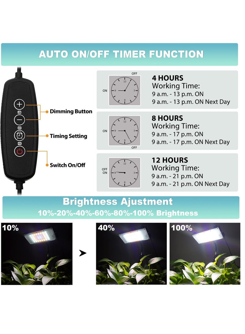 Grow Light for Indoor Plants, Full Spectrum LED Plant Growing Light, Height Adjustable Desk Plant Growing Lamp, Small Grow Lamp with 4H/8H/12H Timer, 6-Level Brightness, Flexible Gooseneck - Image 5