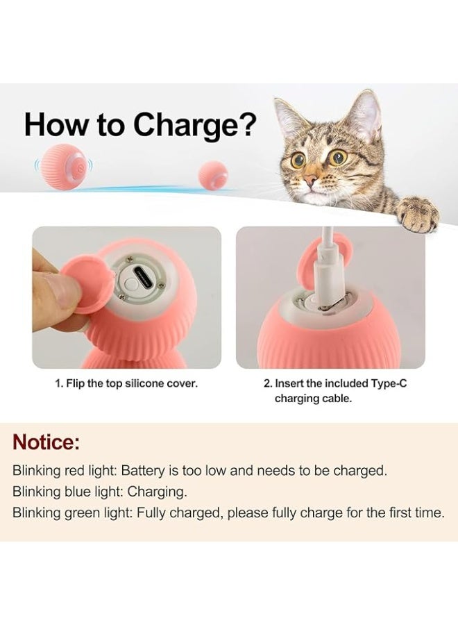 Generic Interactive Cat Ball Toys Smart Indoor Silent Automatic Moving Ball Puzzle Eliminates Boring Pet Toys with Lights Fun Present for Kittens Pink  - Image 4