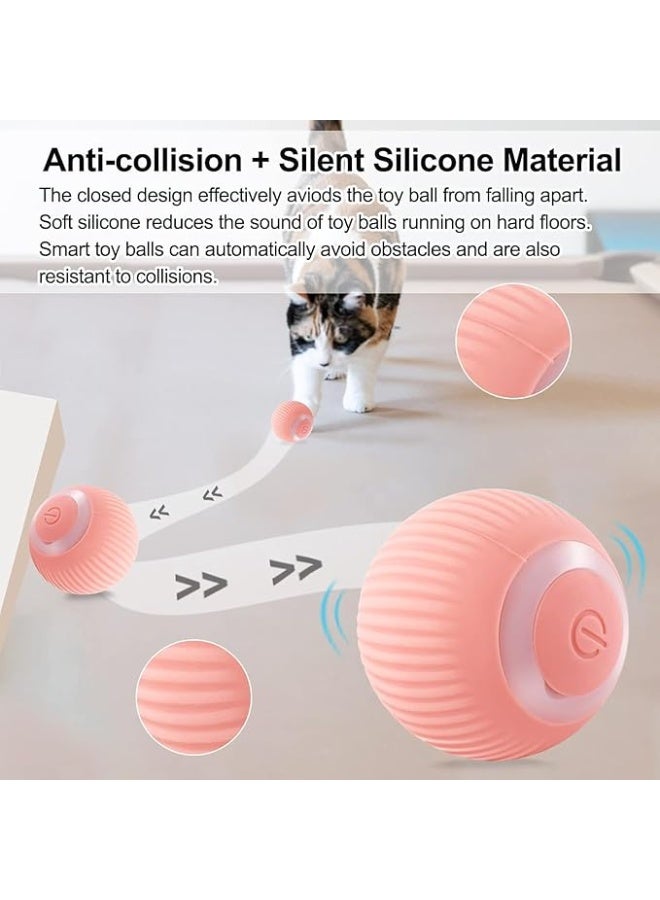 Generic Interactive Cat Ball Toys Smart Indoor Silent Automatic Moving Ball Puzzle Eliminates Boring Pet Toys with Lights Fun Present for Kittens Pink  - Image 3