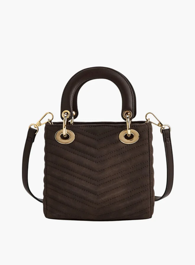 سيليست Women Quilted Tote Bag with Detachable Strap and Zip Closure