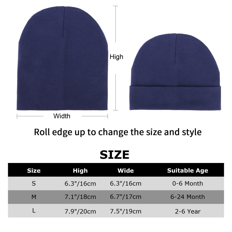 DRESHOW BQUBO 8 Pack Unisex Baby Beanie Hat Infant Toddler Kid Hats Baby Soft Cute Knit Cap Nursery Beanie - Image 5