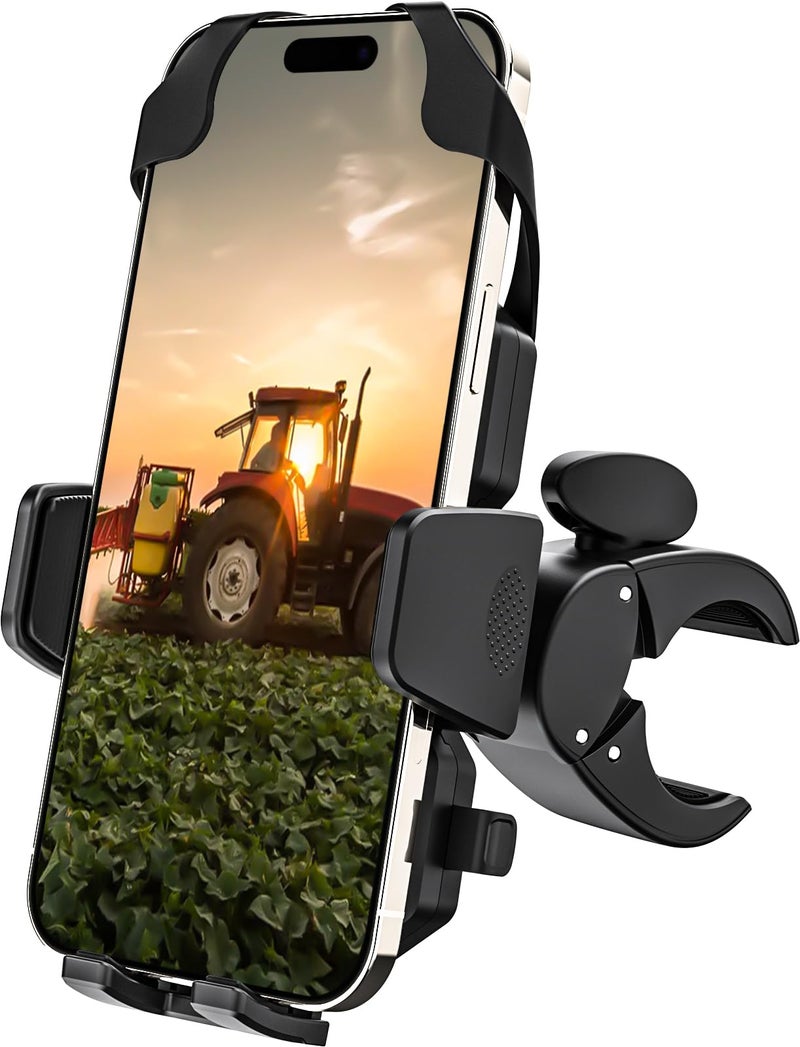 Dosvsi Tractor Phone Clamp Mount, [Upgraded Secure Tether] Stable Cellphone Clip for Forklift/Farming Machine, Front Loader Clip Holder for iPhone 16 15 14, Galaxy S25 S24, 4-7" Phone with Thick Case - Image 1