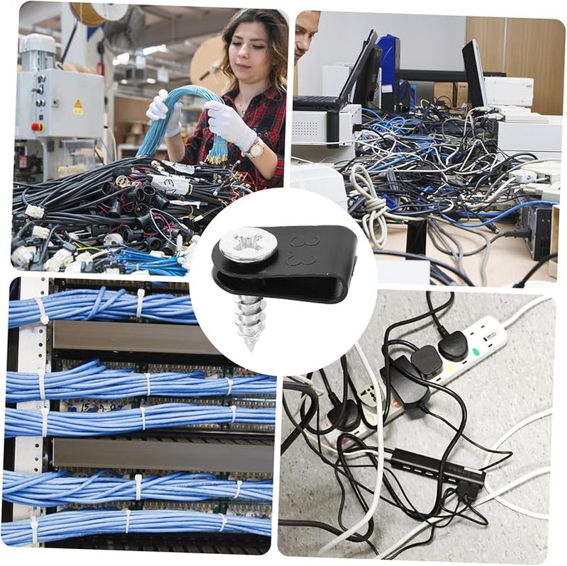 Black Nylon Cable Clamps 100pcs Wire Fasteners Cord Management Clips - Image 4