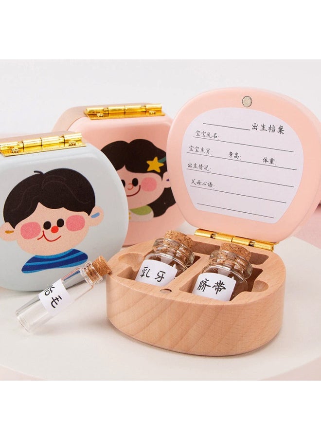 Generic - Children's Deciduous Teeth Preservation Souvenir Box Girl's Wooden Baby's Lanugo Collection Bottle Boy's Replacement Teeth Storage Box-Color:Qianyi Monkey (beech) - Image 1