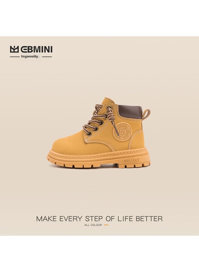 EBMINI Ebmini Baby Martin Boots Autumn Children's British Style Boots Kids Big Yellow Boots Boys Short Boots Girls Single Boots Camel Color 23 - Image 1