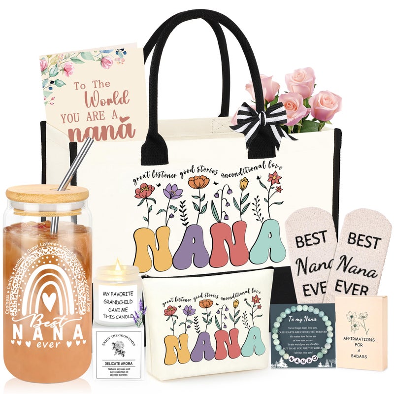 DOGMEM Nana Gifts Set for Grandma, Mothers Day Birthday Gift for Nana from Granddaughter Grandson Grandchildren Grandkids Best Grandma Gift Set - Image 1