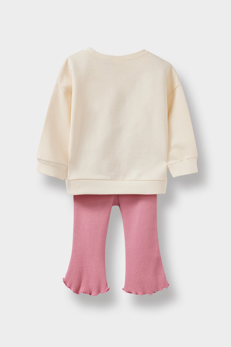 DeFacto Pink BabyGirl Baby Girl Barbie Sweatshirt Leggings 2 Piece Set Casual - Image 4
