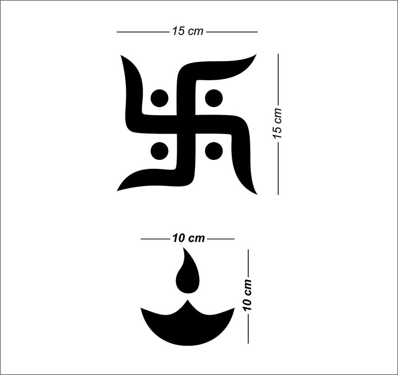 Wall1ders Wall1ders Swastik and 2 Diya Mirror Stickers for Wall Acrylic Mirror Wall Decor Sticker Wall Mirror Stickers Acrylic Stickers Wall Stickers for Hall Room Bed Room Kitchen Gold  - Image 2