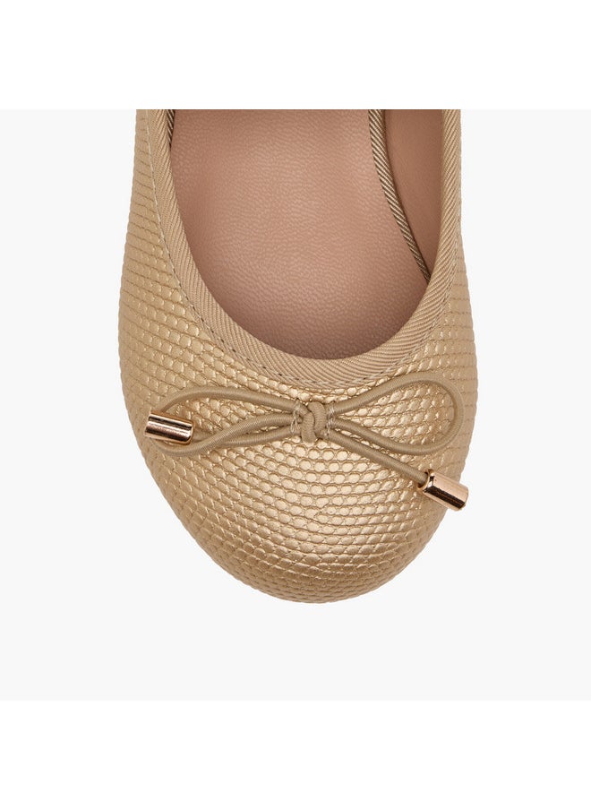JUNIORS Girls Bow Accent Ballerina Shoes with Elasticated Strap  - Image 4